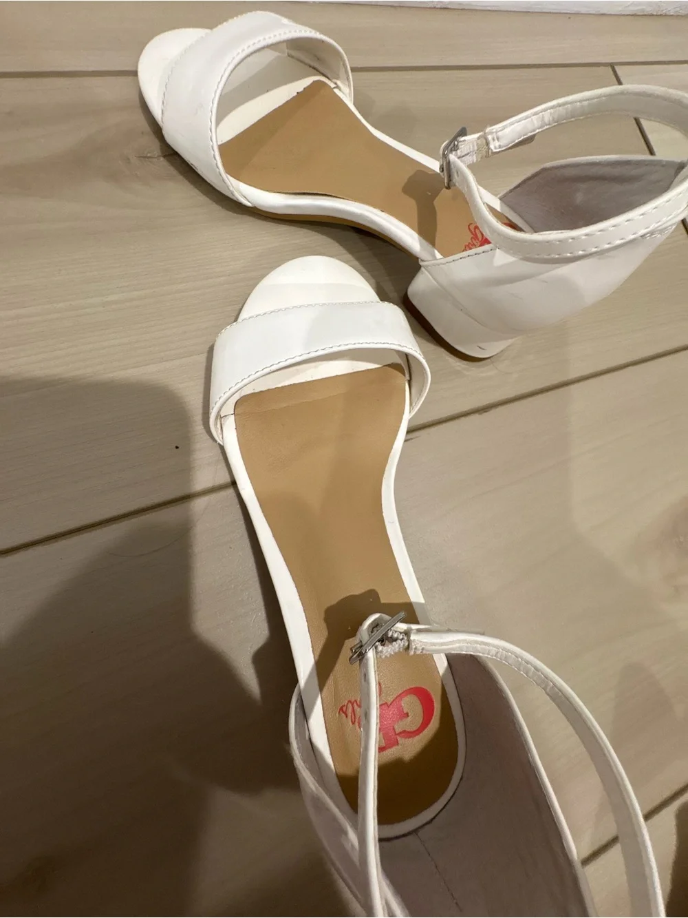 Girls' White Ankle-Strap Dress Sandals with Buckle